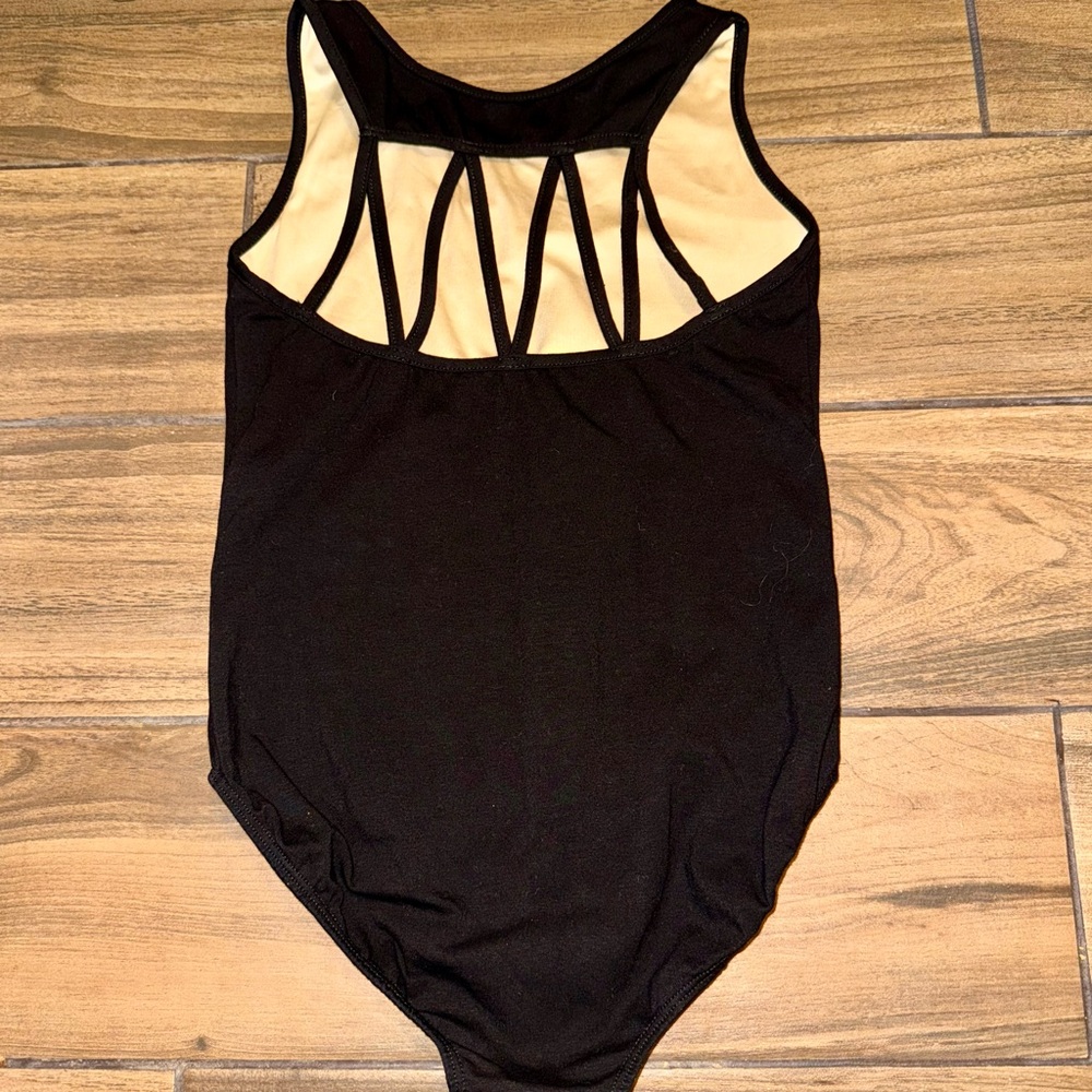 Black Sleeveless Bodysuit with Cutout Back Youth Sz 11-12 years Fully Lined NWOT